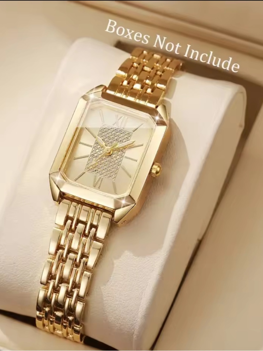 Monaco Gold Rectangular Crystal Watch - Picture 1 of 3